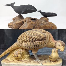Sadek Porcelain Humpback Whales And Grouse With Chicks