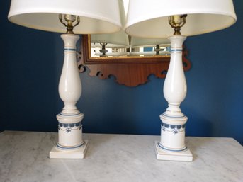 Two Vintage Porcelain Table Lamps Matching