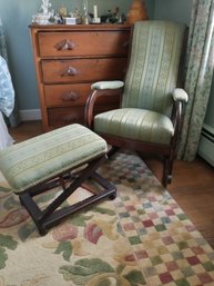 Antique Victorian Rocking Chair & Adjustable Foot Stool