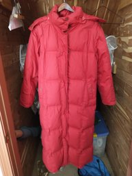 Vintage RED Eddie Bauer Womens Down Puffer Jacket Full Length Size M