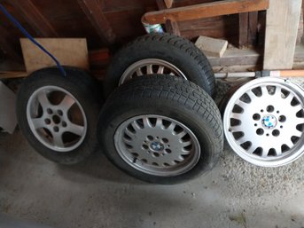 Three OEM BMW 15' Wheels & Aftermarket 15' Wheel 3 Snowtires