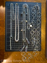 Three Lia Sophia Necklaces And Faux Pearls