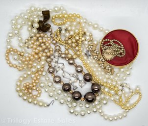 Lot Of Faux Pearl Necklaces