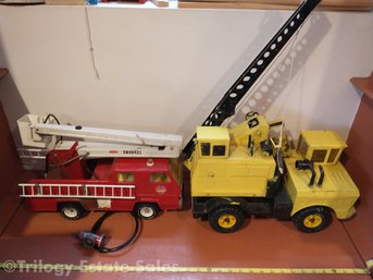 Vintage Metal Tonka Toys Fire Truck Crane & Hydrant
