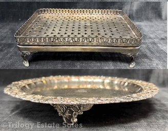 Two Footed Silverplate Trays
