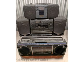 Three Vintage Boomboxes Sony & GE