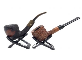 Two Rusticated Estate Tobacco Pipes Kings Imperial Stanwell