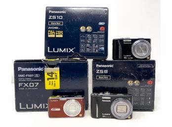 Panasonic Digital Cameras In Box Untested ZS-8 ZS-10 DMC-FX07