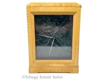 Tiger Maple Clock With Green Slate Face Signed