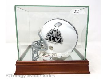 NFL Super Bowl XLVI 46 2012 Riddell Mini Helmet In Steiner Display Case