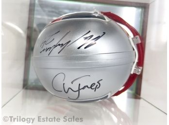 Patriots NFL #24 Kyle Arrington And #95 Chandler Jones Double Autographed Riddell Mini Helmet In Steiner Displ