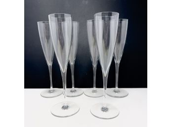 Baccarat Crystal 9.25' Dom Perignon Champagne Flutes Set Of Six
