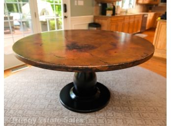 Arhaus Reclaimed Copper Round Dining Table With Trieste Base And Hammered Copper Top