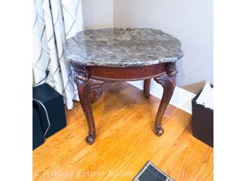 Oval Composite Marble Side Table 28” X 23” X 24.75”