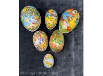 Six Vintage 1950s Or 60s Easter Egg-Shaped Candy Boxes