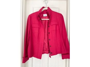 Akris Hot Pink Deconstructed Lined Wool & Angora Jacket