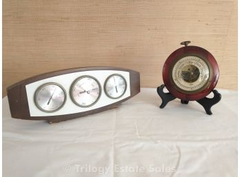 Two Vintage Barometers Weather Station