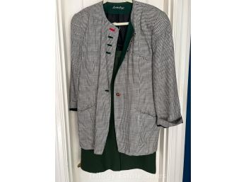 Lodenfrey Houndstooth Linen Jacket And Size 38 Wool Skirt