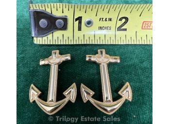 Two 10k Gold Fill Anchor Brooches