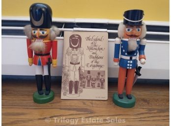Two Erzgebirge Vintage German Nutcrackers & Book 10'-11'