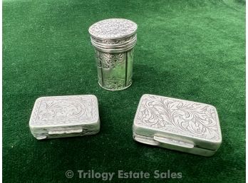 Three Small Silver Boxes 1.190ozt