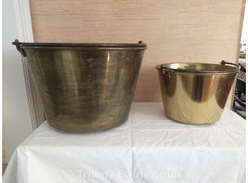 Two Antique Brass Kettles Hiram W. Hayden & American