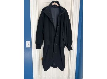 Russian Black Heavy Wool Coat, Lined. Probably Size 8/10