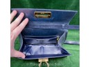Navy Blue Leather And Suede Ferragamo Purse