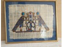 Egyptian Handpainted On Papyrus Framed