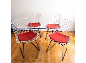 Four Vintage Knoll Bertoia Wire Mesh Outdoor Or Side Chair