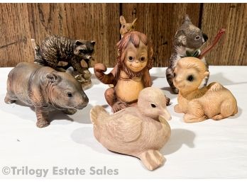 Seven Resin And Ceramic Critters