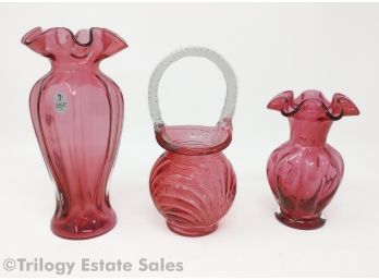 Fenton Glass Vases & Basket