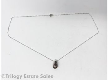 Sterling Silver Bean Pendant On Sterling Chain Necklace