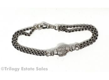 Silver-tone Antique Watch Fob Chain Bracelet