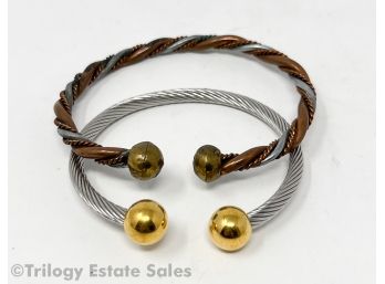 Two Twisted Metal Bracelets