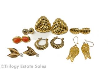 Seven Pairs Of Gold-Tone Earrings