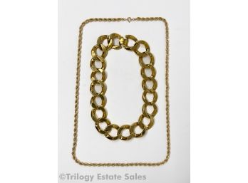 Two Gold-Tone Costume Jewelry Necklaces