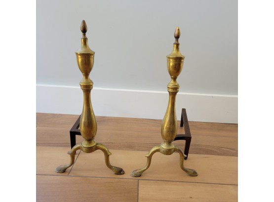 Puritan Cast Iron Brass Federal Style Andirons