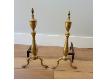 Puritan Cast Iron Brass Federal Style Andirons