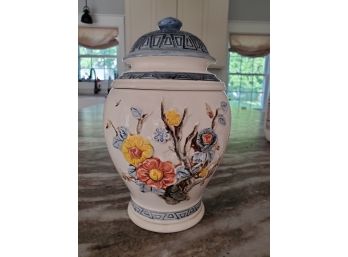 Ceramic Floral Canister Or Cookie Jar