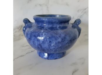 Mccoy Pottery Vellum Blue Handled Vase 1930s