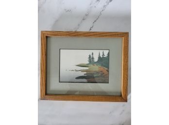 Lovely Small Framed Lake Watercolor