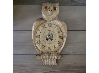 Wood Carved Pyro Owl Clock