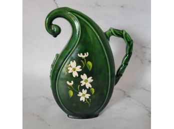 Skinny Scroll Ceramic Green MCM Vase - SIGNED LM OZARKS