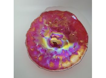 Red Iridescent Luster Glass   Bowl