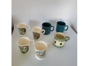 Currier & Ives, Winter And Green Mug Lot
