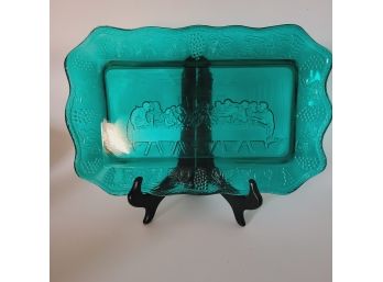 Green Glass Last Supper Tray Or Dish 11'