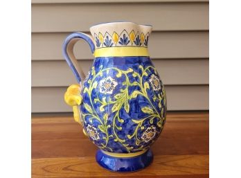 Blue And Yellow Pitcher Vase