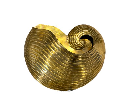 Brass Nautilus Shell, Gold Brass Shell, Interior Design, Shell Planter 
