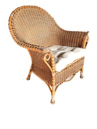 Vintage Woven Rattan Arm Chair